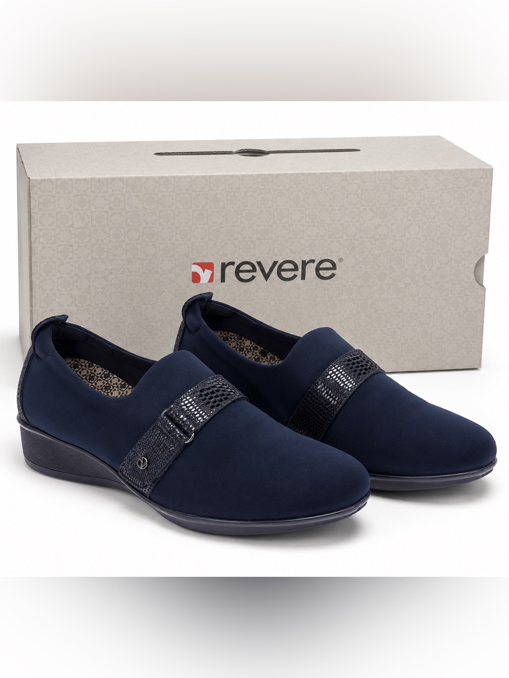 Revere Genoa Navy Slip-On Orthotic Loafer NIB